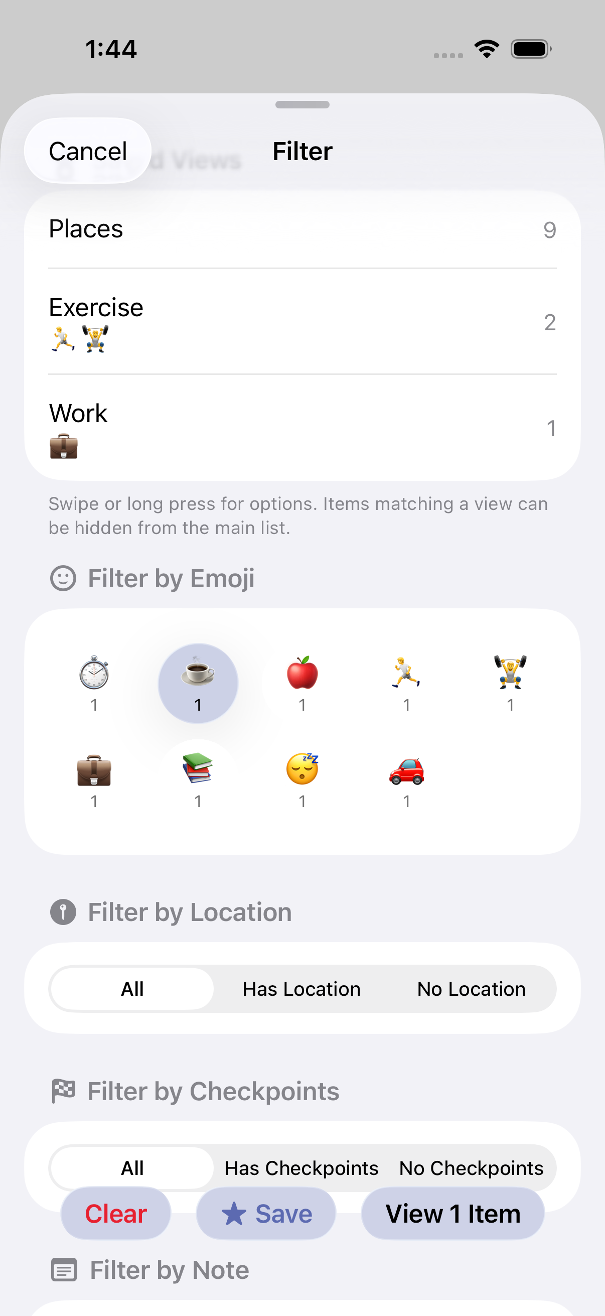 Filter popover with Save button highlighted